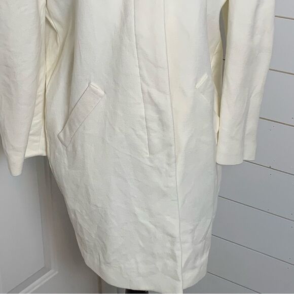 ZARA 100% cotton cream Peacoat balloon sleeves size M minimalist quiet luxury - Picture 3 of 12